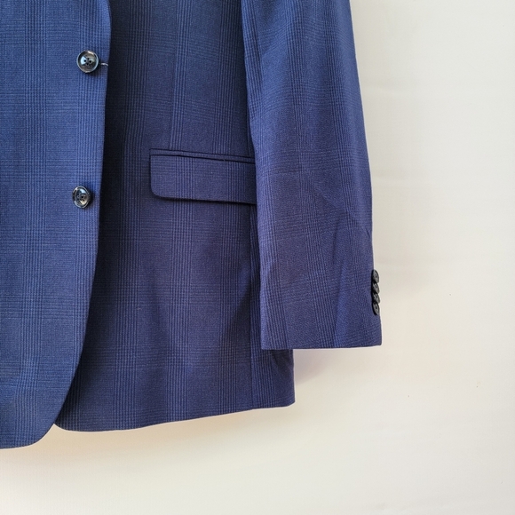 Tommy Hilfiger Navy Blue Blazer Mens 42L Vintage Plaid Preppy Sports Jacket - Picture 7 of 16